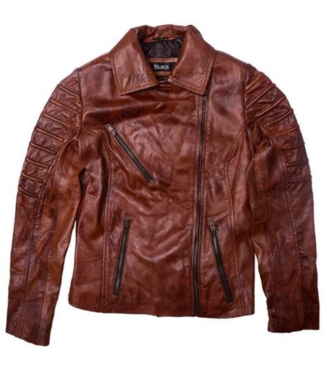 Biker Tan Brown Leather Jacket For Women