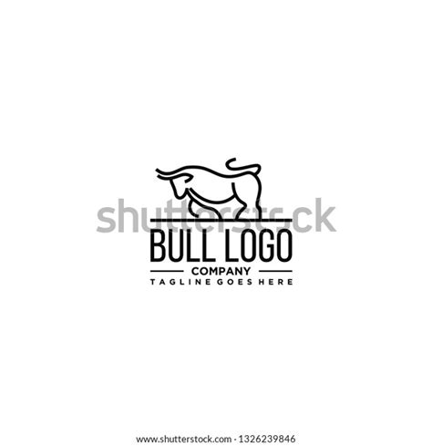 Minimalist Line Art Bull Logo Design Stock Vector (Royalty Free ...