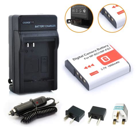 1800mah NP BG1 Camera Battery +Charger +Car Charger+Plug Adapter for Sony NP BG1 NP FG1 DSC H3 ...