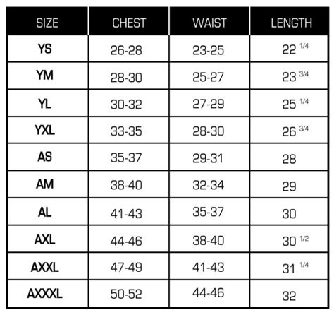 Size Chart Basketball Dynamic – Elite Shooting Shirts - Team Sports Planet