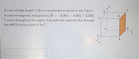 Solved A cube of edge length 3.38 m is positioned as shown | Chegg.com