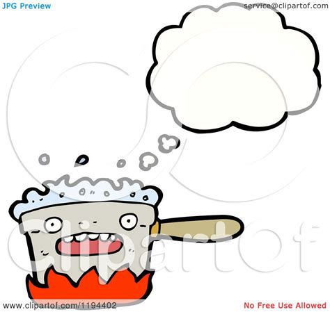 Cartoon of a Boiling Pot Thinking - Royalty Free Vector Illustration by ...