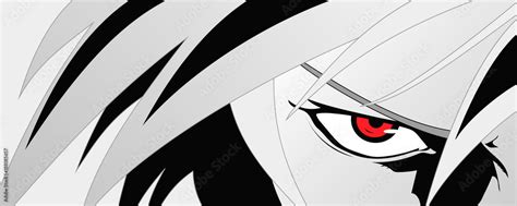 Anime face with red eyes from cartoon. Web banner for anime, manga ...