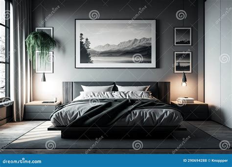 Modern Bedroom Design Ai Generated Stock Illustration - Illustration of ...