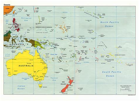 Large detailed political map of Australia and Oceania. Australia and Oceania large detailed ...