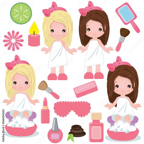 Cute girl spa vector cartoon illustration Stock Vector | Adobe Stock