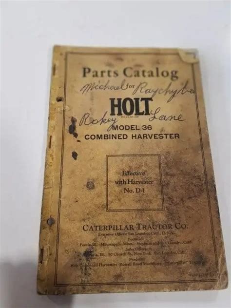 1929 Parts catalogue for Caterpillar / Holt Model 36 Combine Harvester