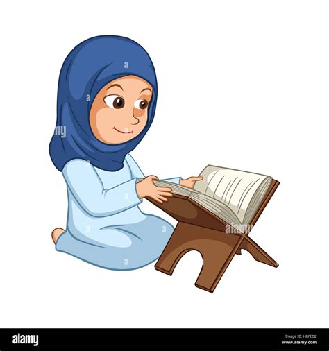 Girl Reading Quran The Holy Book Of Islam Stock Vector Image & Art - Alamy