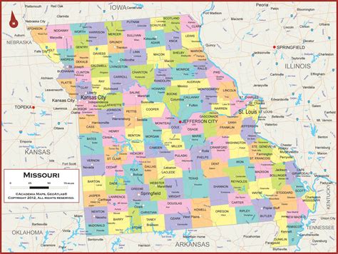 Buy 36 x 27 Missouri State Wall with Counties - Classroom Style with ...