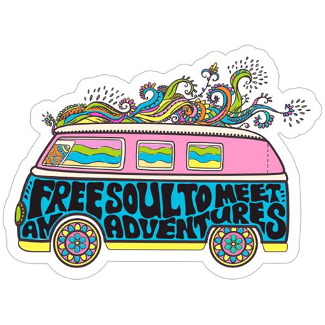 Colorful Hippie Bus Sticker Shipped Fast & Free!