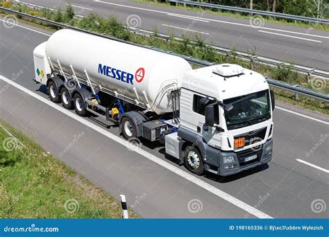 Truck with Messer Gas Trailer Editorial Photo - Image of emblem, messer: 198165336