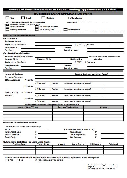 12+ Business Loan Application Form Templates - PDF | Free & Premium ...