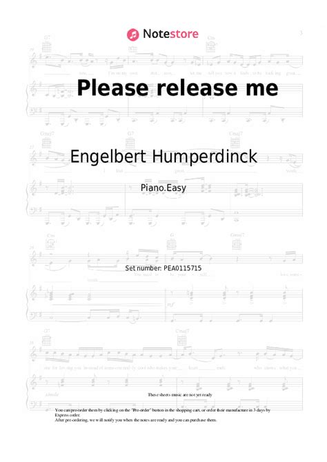 Please release me piano sheet music easy Engelbert Humperdinck in Note ...