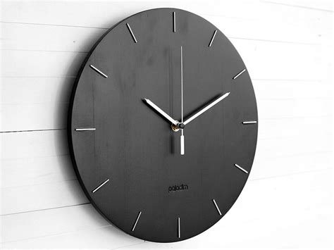 Modern Wooden Round Wall Clock 12 the OVAL - Etsy | Minimalist wall clocks, Black wall clock ...
