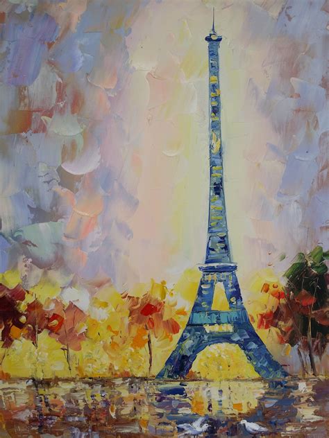 Large Paris city abstract painting cityscape painting | Etsy