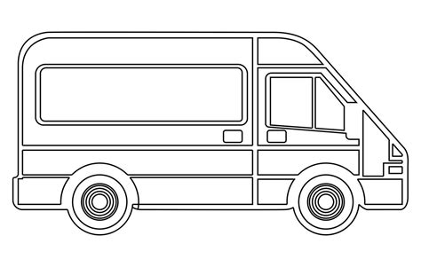 Van isolated outline.Van with side view,Van Vector flat style ...