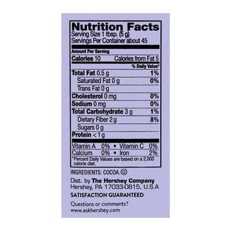 Hersheys Cocoa Powder Nutrition Label - Ythoreccio