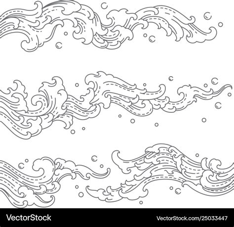 Decorative water wave clip art ornates Royalty Free Vector