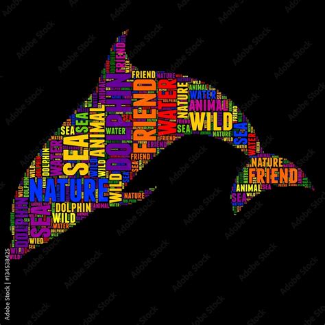 dolphin Typography word cloud colorful Vector illustration Stock Vector | Adobe Stock