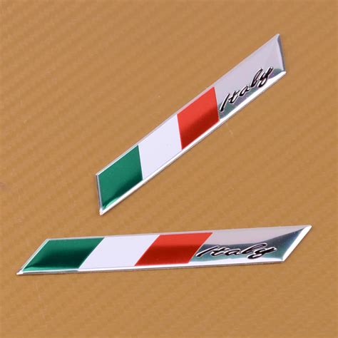 DWCX 2Pcs 3D Aluminum Italy Flag Car Stickers Fender Trunk Emblem Badge Sticker Decoration Fit ...