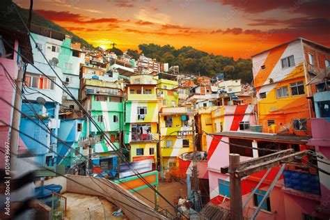 Foto Wall Mural - Rio de Janeiro downtown and favela - Posters - Sticker - Wall Picture