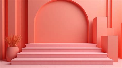 Geometric Pink Room With Stairs An Arch Backgrounds | JPG Free Download ...