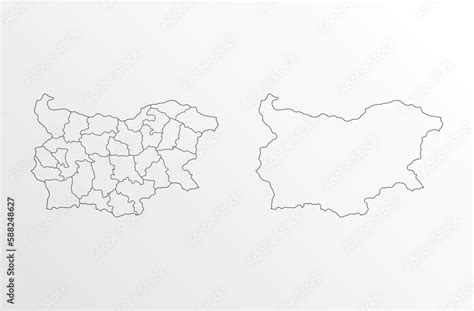 Black Outline vector Map of Bulgaria with regions Stock Vector | Adobe Stock