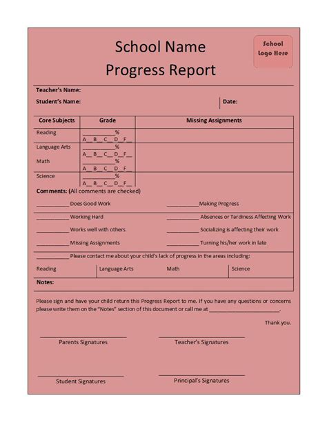 Progress Report Template pertaining to School Progress Report Template | Progress report ...