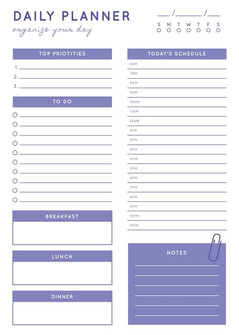 Free Printable Daily Schedule Form - Printable Forms Free Online