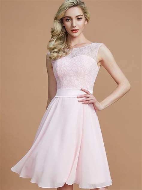 Light Pink Bridesmaid Dresses,Knee Length Bridesmaid Dress,Elegant Bri - Wishingdress