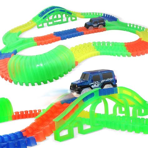 COOLPLAY DIY Tracks Assembly Toy Glow Racing Track Toy Car with Light Model Car Child Toy DIY ...