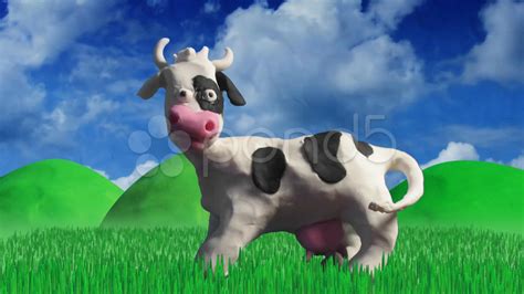 Cartoon Cows Eating Grass