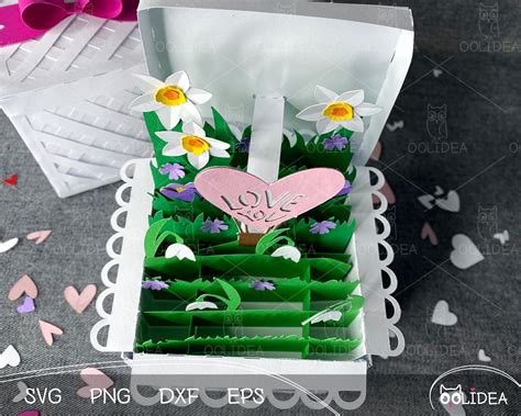 Paper Flower Gift Box SVG Template Happy Birthday & Love You - Etsy