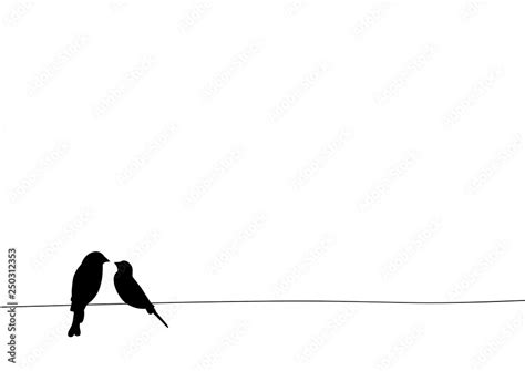 Birds On Wire, Wall Decals, Two Birds on Wire Illustration Design, Couple of Birds Silhouette ...