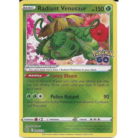 Pokemon Trading Card Game 004/078 Radiant Venusaur : Radiant Rare Card : Pokemon GO - Trading ...