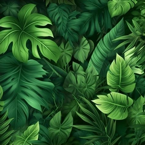 Premium Photo | A green leaf wallpaper that says tropical on it.