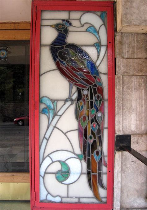 Peacock stained glass | Art Deco stained glass at the Domini… | Flickr