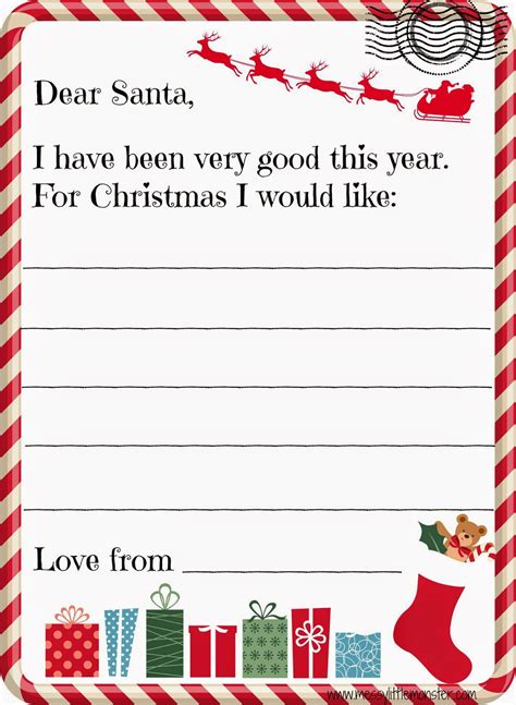 Printable Santa Letter for Kids - Messy Little Monster