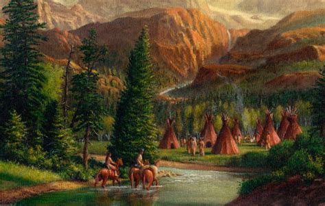 Native American Village Painting at PaintingValley.com | Explore collection of Native American ...