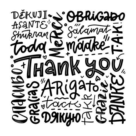 Thank you phrases in many languages. Thanks modern phrases handwritten ...