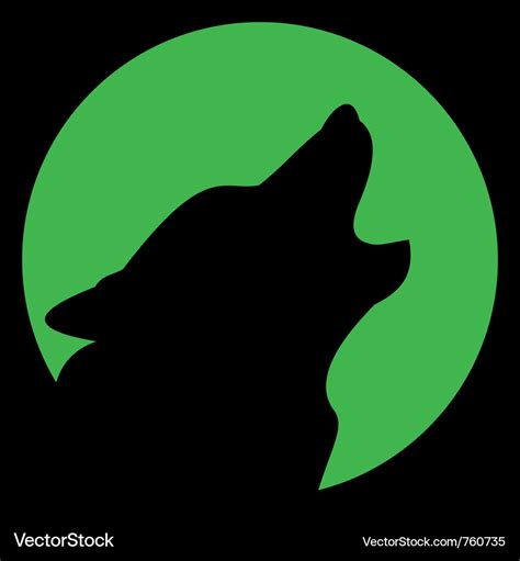 Wolf and moon silhouette Royalty Free Vector Image