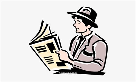 Man Reading Paper Royalty Free Vector Clip Art Illustration - Man Reading Newspaper Cartoon ...