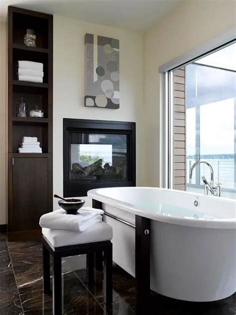 30 Awesome Bathroom Fireplace Designs