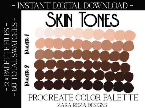 Skin Tones Procreate Color Palette: Face Portrait Art Nude Makeup ...