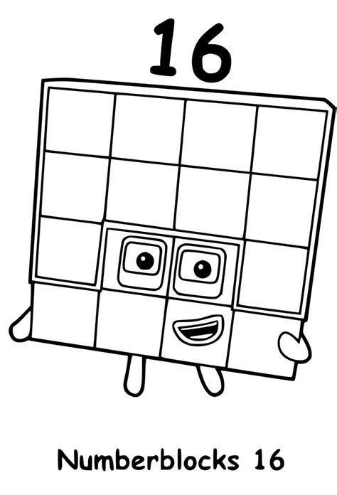 Numberblocks 16 Sixteen Coloring Pages - Coloring Cool