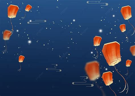 Floating Colorful Lanterns Background For Zhongyuan And Obon Festivals, Lantern, Cartoon ...