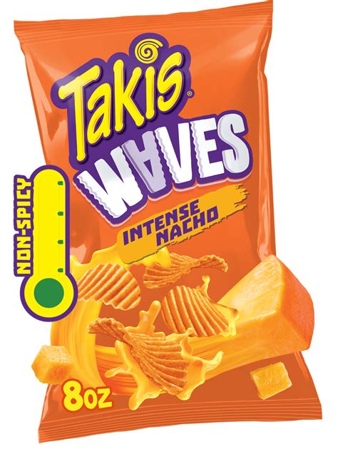 Takis Intense Nacho Waves 8 oz Sharing Size Bag, Cheese Wavy Potato ...