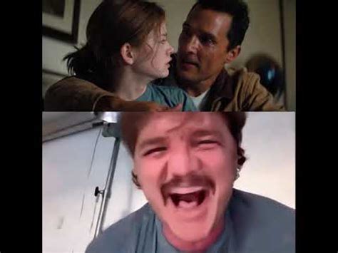 Pedro Pascal crying at interstellar scene cooper farewell - YouTube