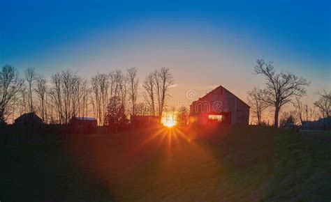 Sunset with Old Barn stock photo. Image of spring, rust - 140718890