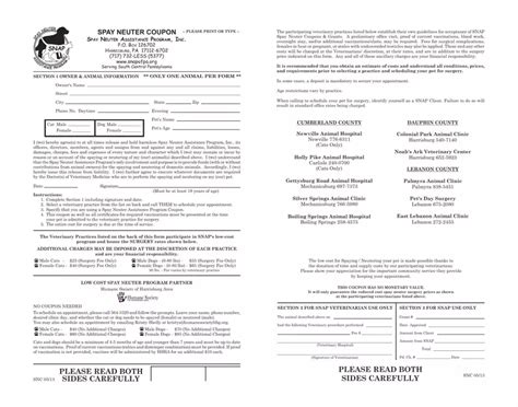 Spay Neuter Coupon ≡ Fill Out Printable PDF Forms Online